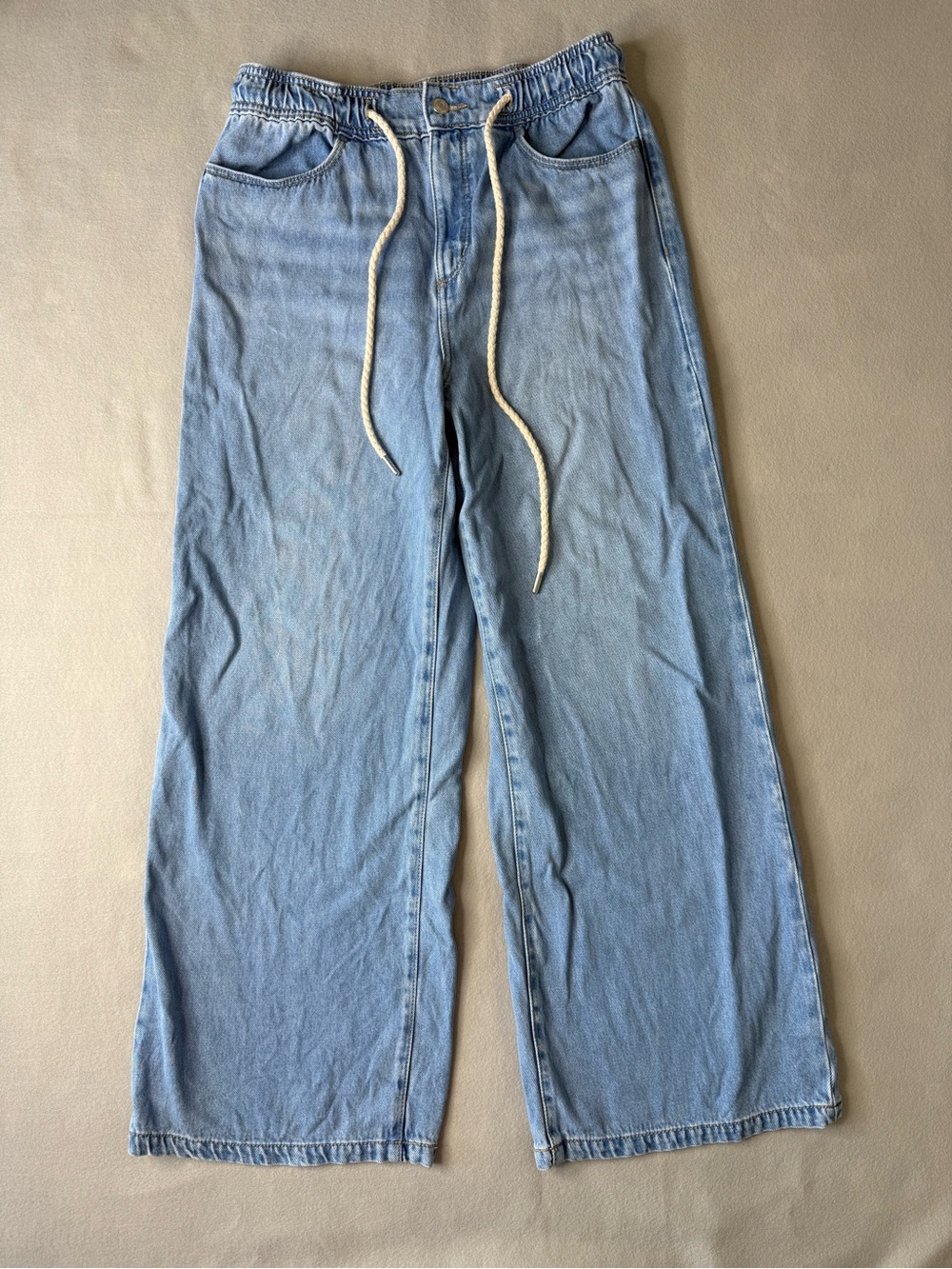 LOFT Light Wash Tie Waist Palazzo Wide Leg Jeans Size 6